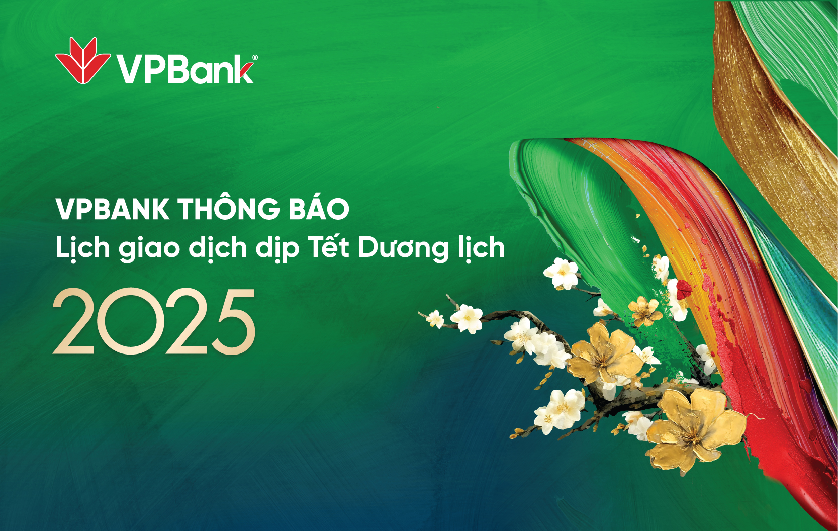 VPBank thông báo lịch giao dịch trong dịp Tết Dương lịch 2025