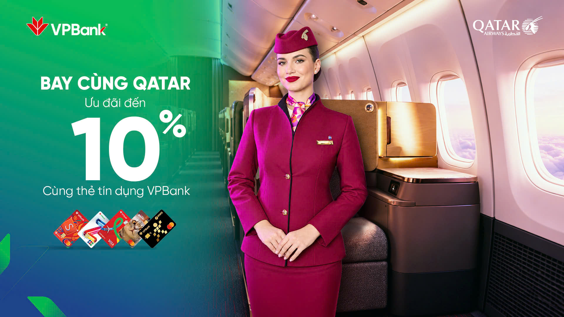 Đẳng cấp chuyến bay 5 sao với ưu đãi đến 10% tại Qatar Airways cùng thẻ tín dụng VPBank
