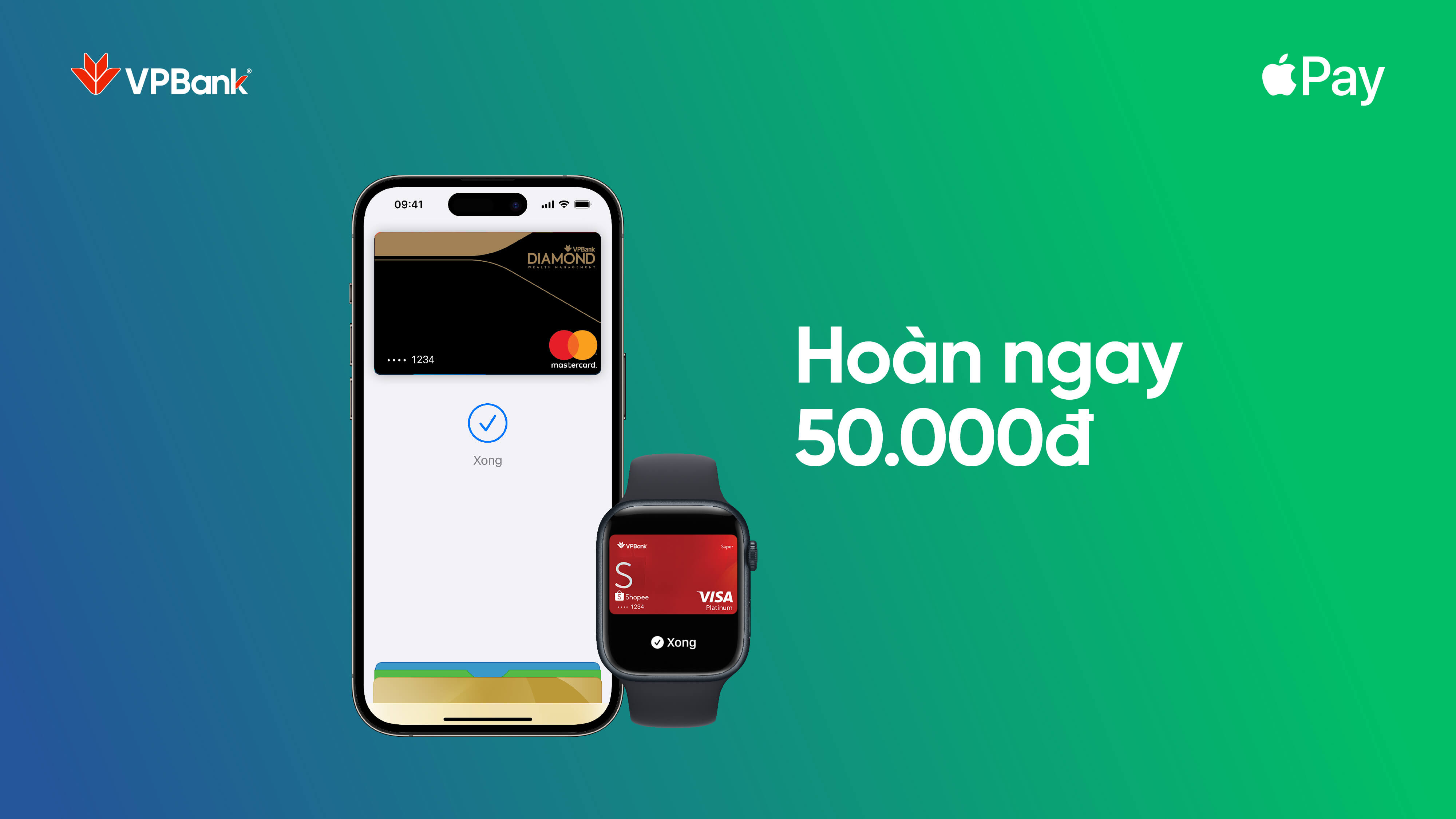 “Thanh toán Apple Pay - Hoàn Ngay 50,000 VNĐ” cùng thẻ VPBank