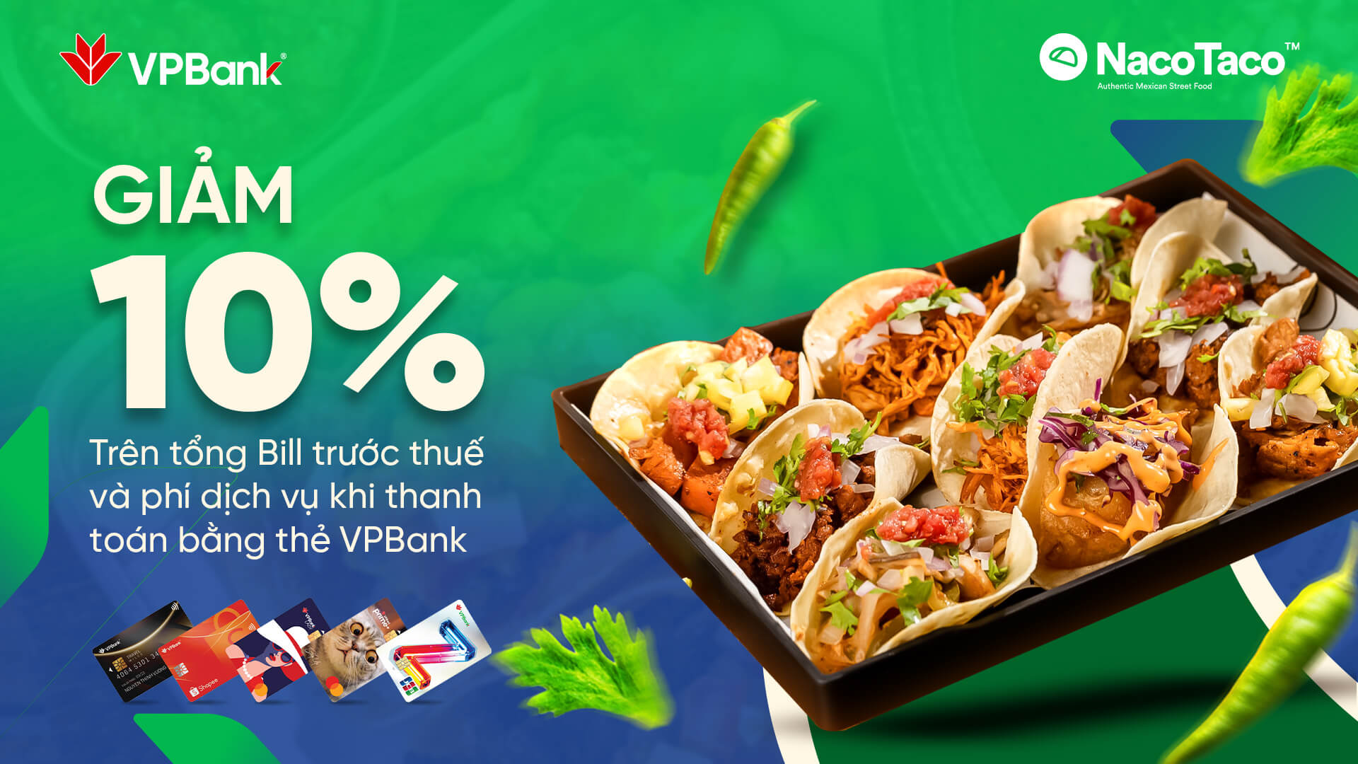 Ưu đãi chi tiêu thẻ VPBank tại Nhà hàng Naco Taco