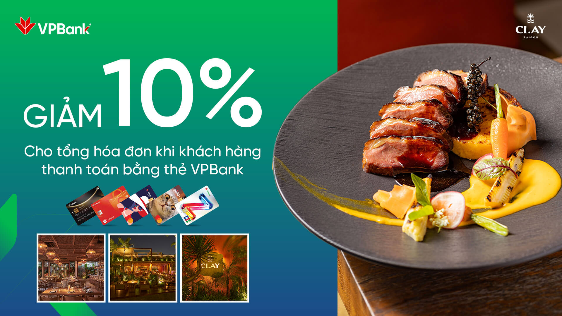 Ưu đãi chi tiêu thẻ VPBank tại Nhà hàng Clay Sài Gòn
