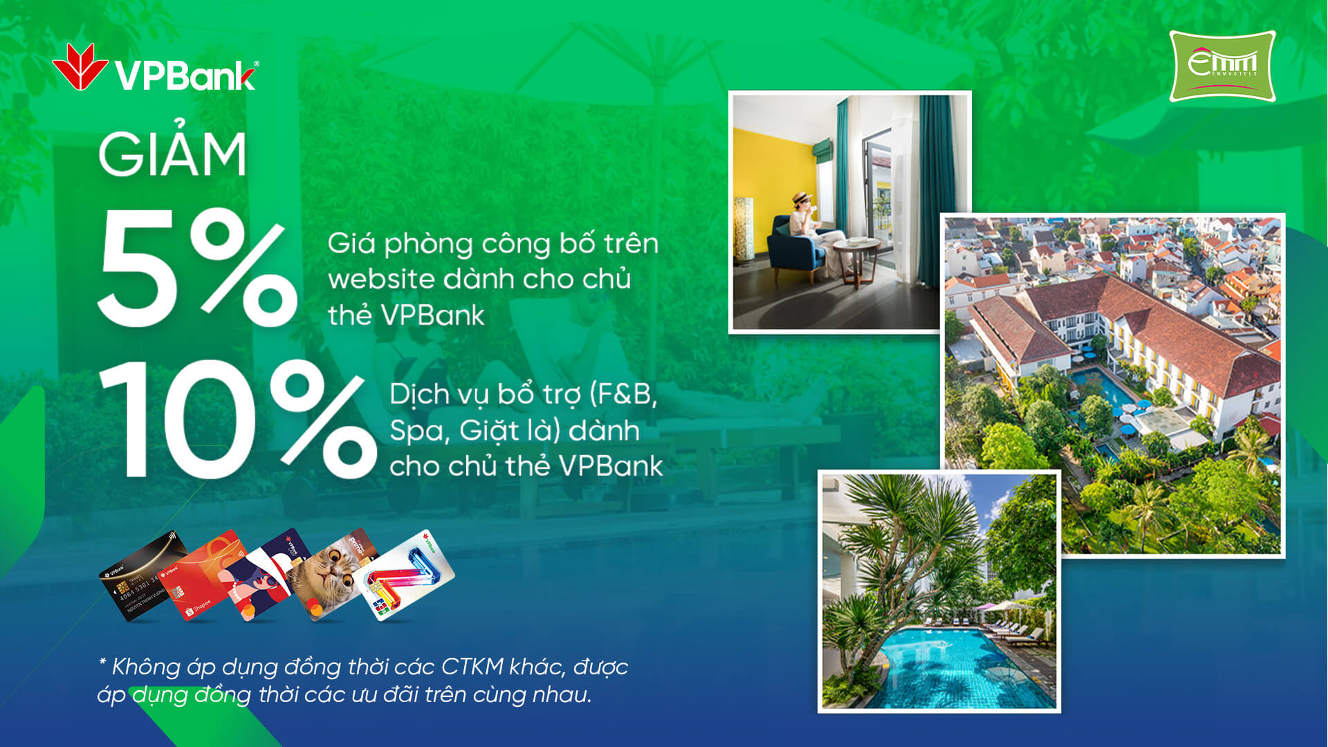 Ưu đãi đến 10% khi chi tiêu thẻ VPBank tại ÊMM Hotel