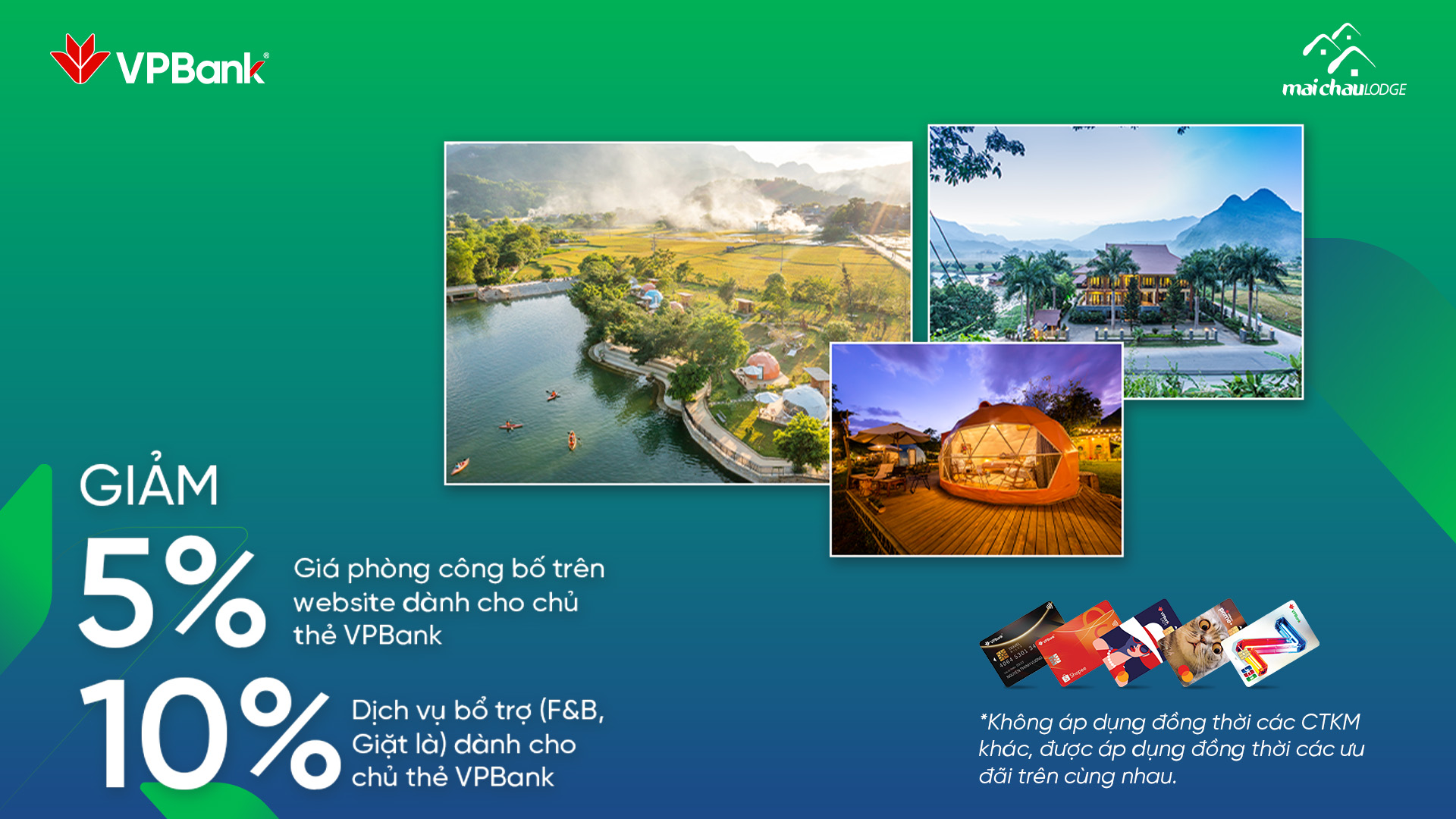 Ưu đãi đến 10% khi chi tiêu thẻ VPBank tại Mai Chau Lodge