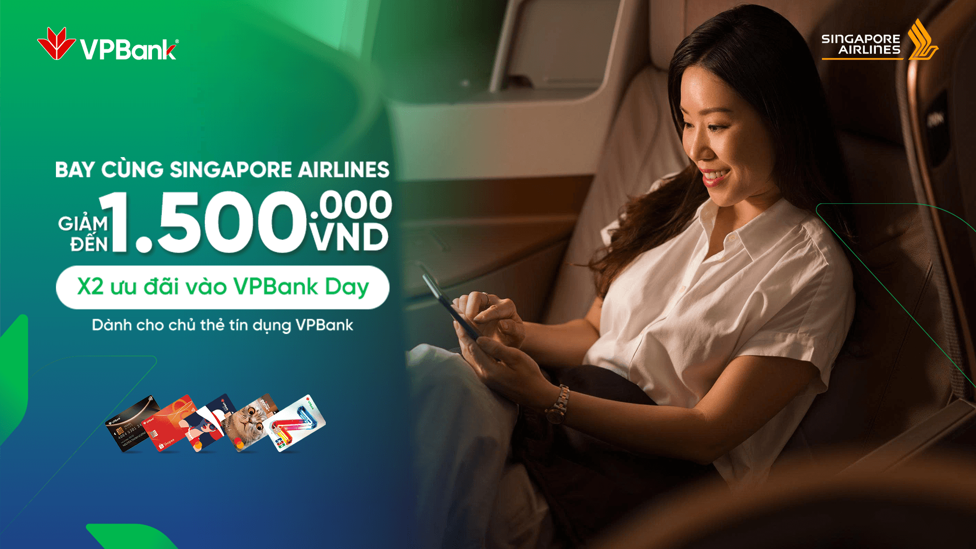 Tận hưởng ưu đãi đặc quyền cùng thẻ tín dụng VPBank tại Singapore Airlines
