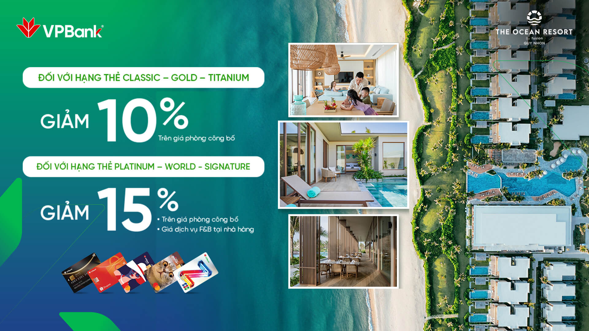 Ưu đãi nghĩ dưỡng đến 15% khi chi tiêu thẻ VPBank tại The Ocean Resort Quy Nhon