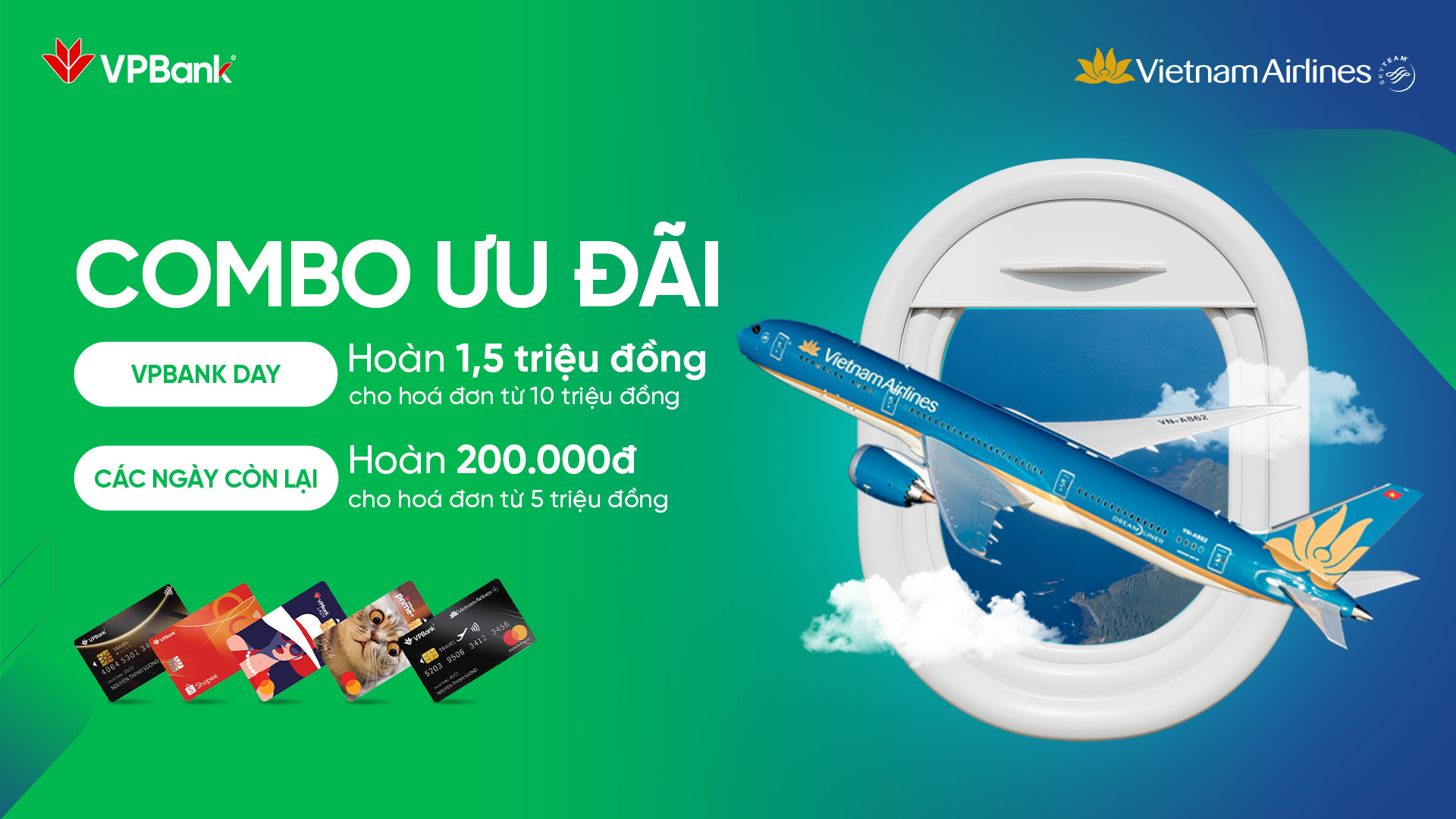Cất cánh cùng Vietnam Airlines – Nhận hoàn tiền từ thẻ tín dụng VPBank!