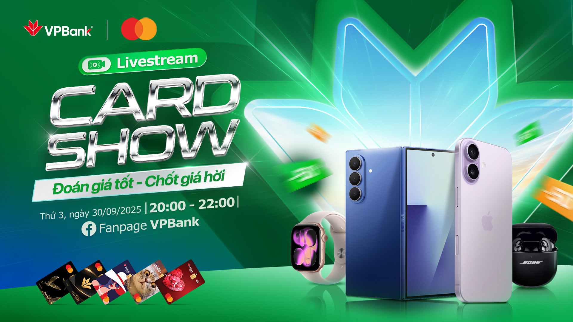 "CARD SHOW - Đoán giá tốt, chốt giá hời" cùng thẻ tín dụng VPBank Mastercard tại phiên Livestream