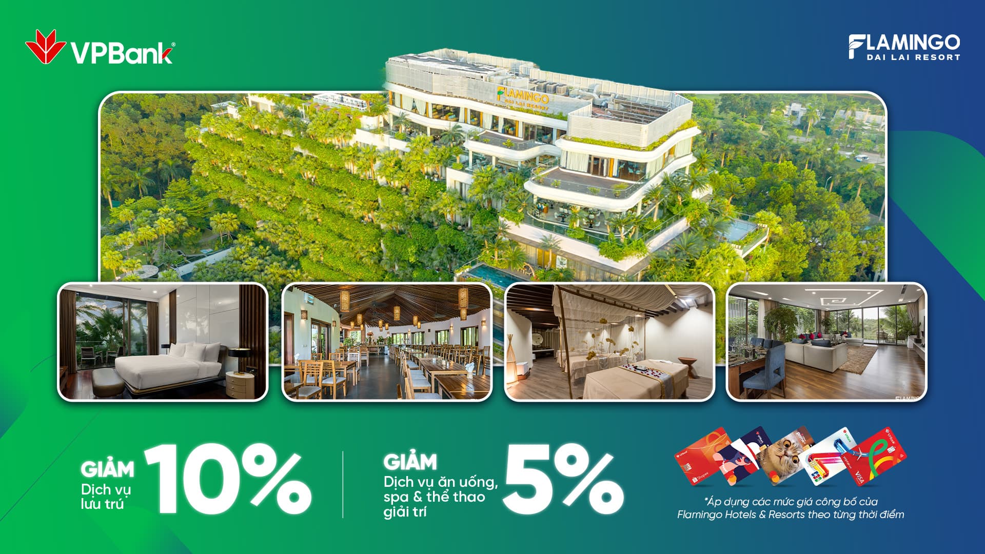 Đặc quyền nghỉ dưỡng đến 10% tại Flamingo Đại Lải Resort khi thanh toán bằng thẻ VPBank