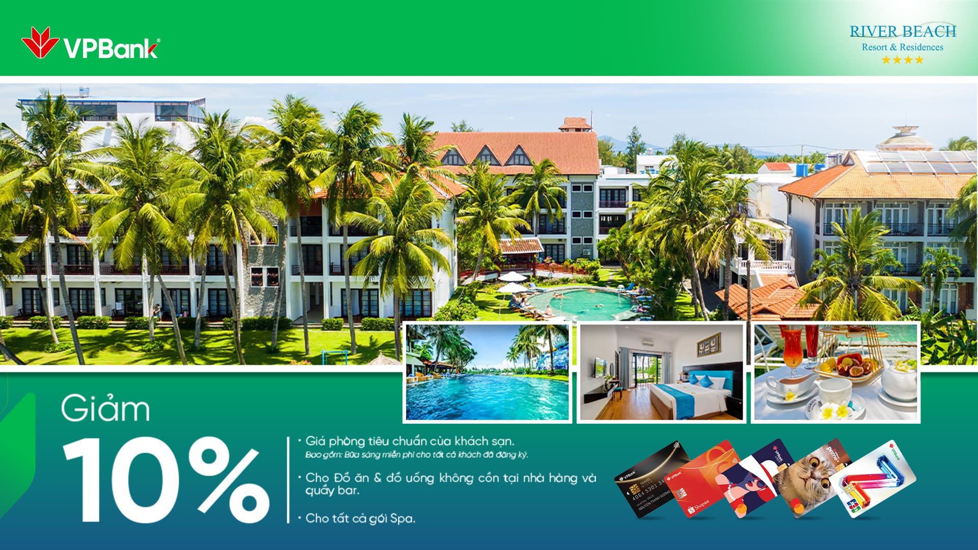 Đặc quyền nghỉ dưỡng đến 10% tại HOI AN RIVER BEACH RESORT & RESIDENCES khi thanh toán bằng thẻ VPBank