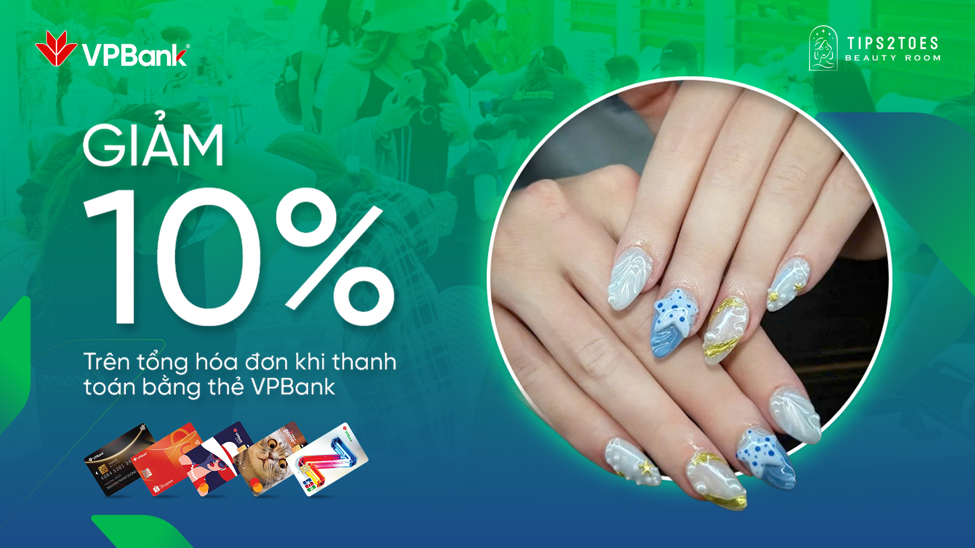 Ưu đãi chi tiêu thẻ VPBank tại Tips 2 Toes