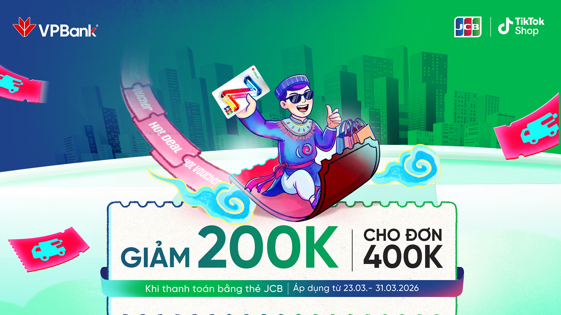 Giảm ngay 200.000đ tại TikTok Shop dành cho chủ thẻ VPBank JCB Z