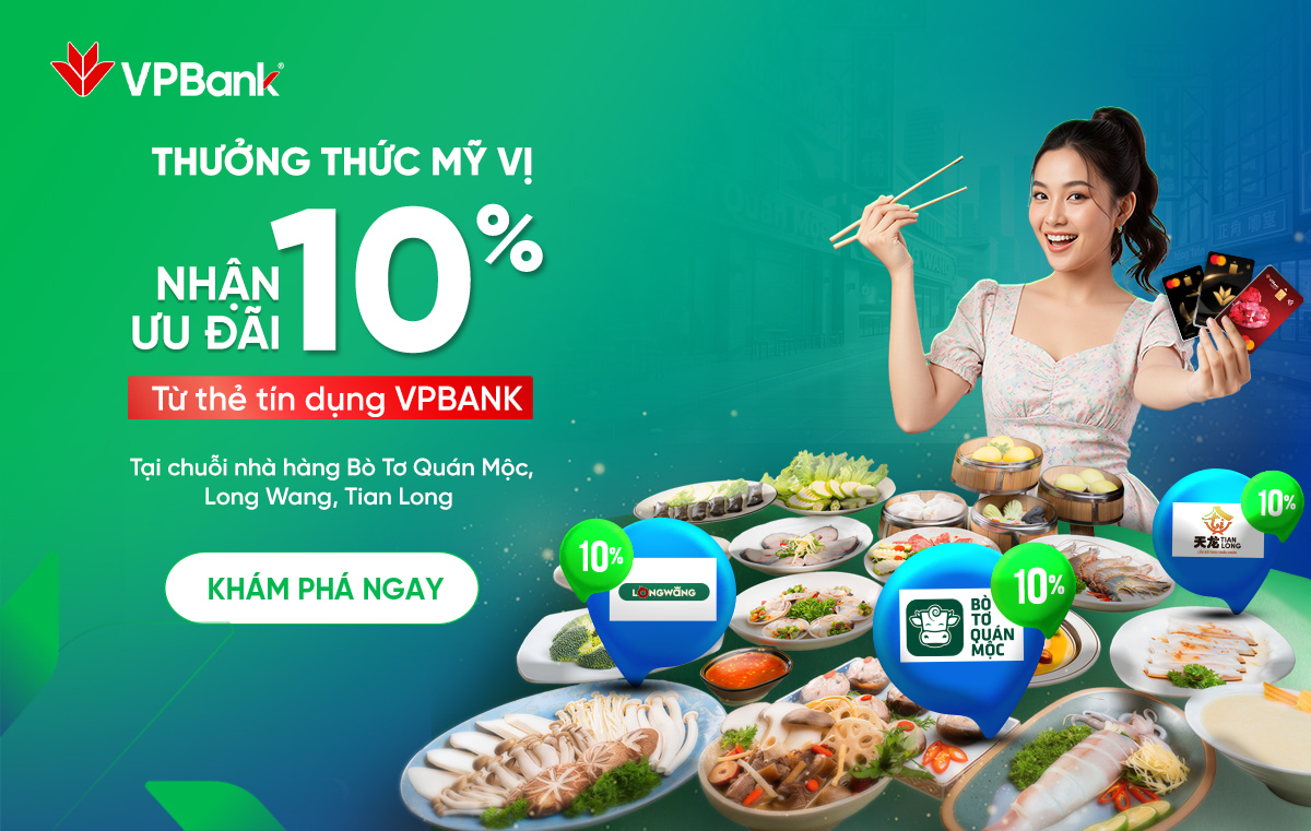 Ưu đãi chi tiêu hấp dẫn cùng thẻ VPBank tại hệ thống Aladdin