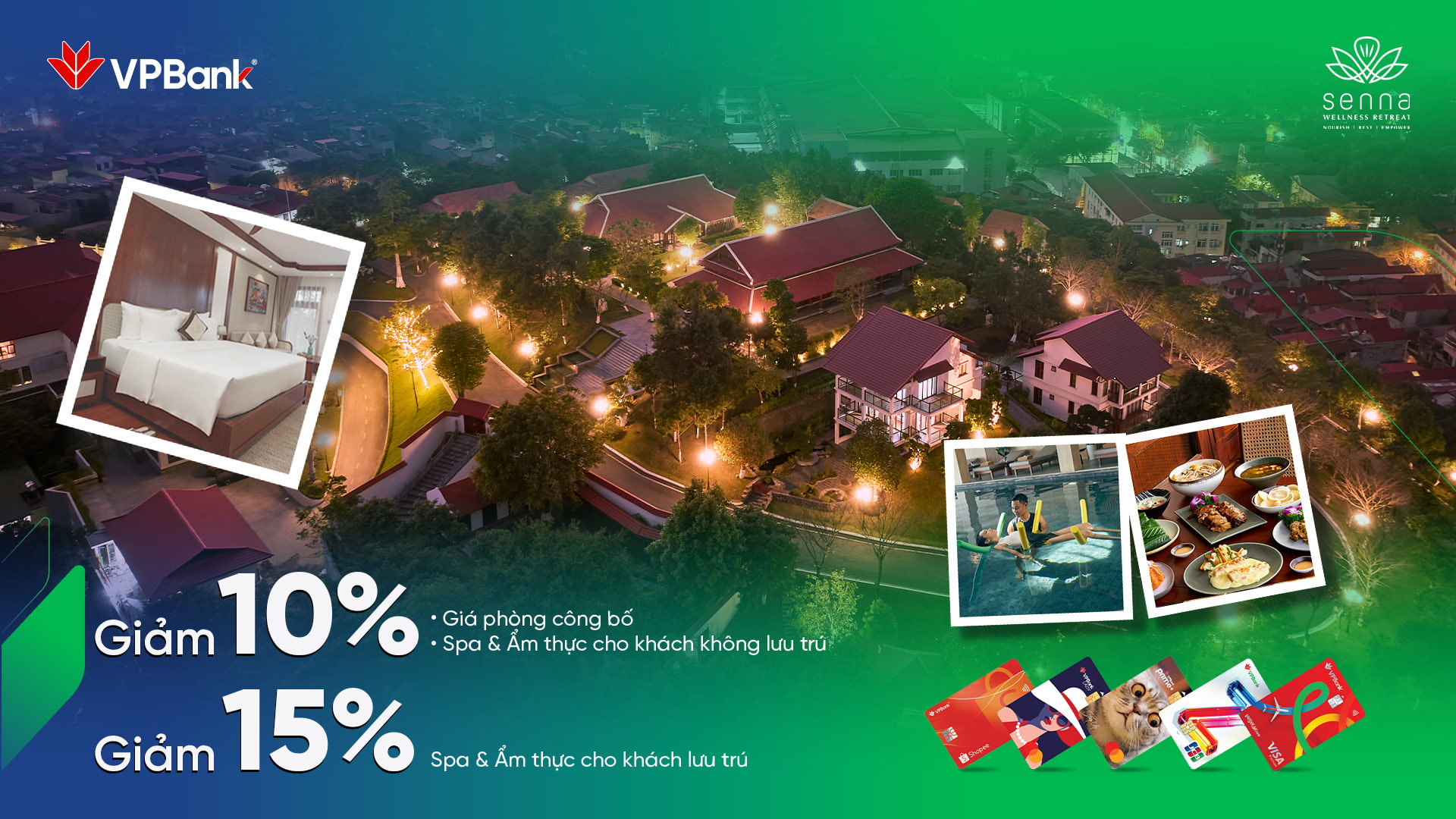 Đặc quyền nghỉ dưỡng đến 15% tại Senna Wellness Retreat khi thanh toán bằng thẻ VPBank