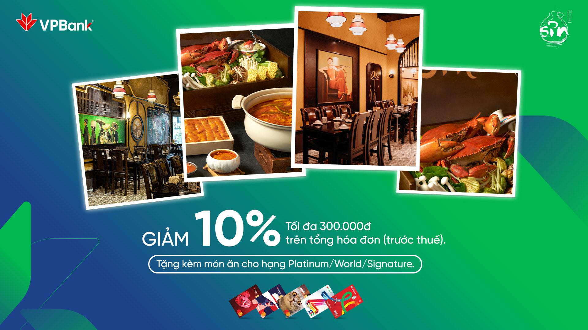 Ưu đãi đến 10% tại Sỉn Quán khi thanh toán bằng thẻ VPBank
