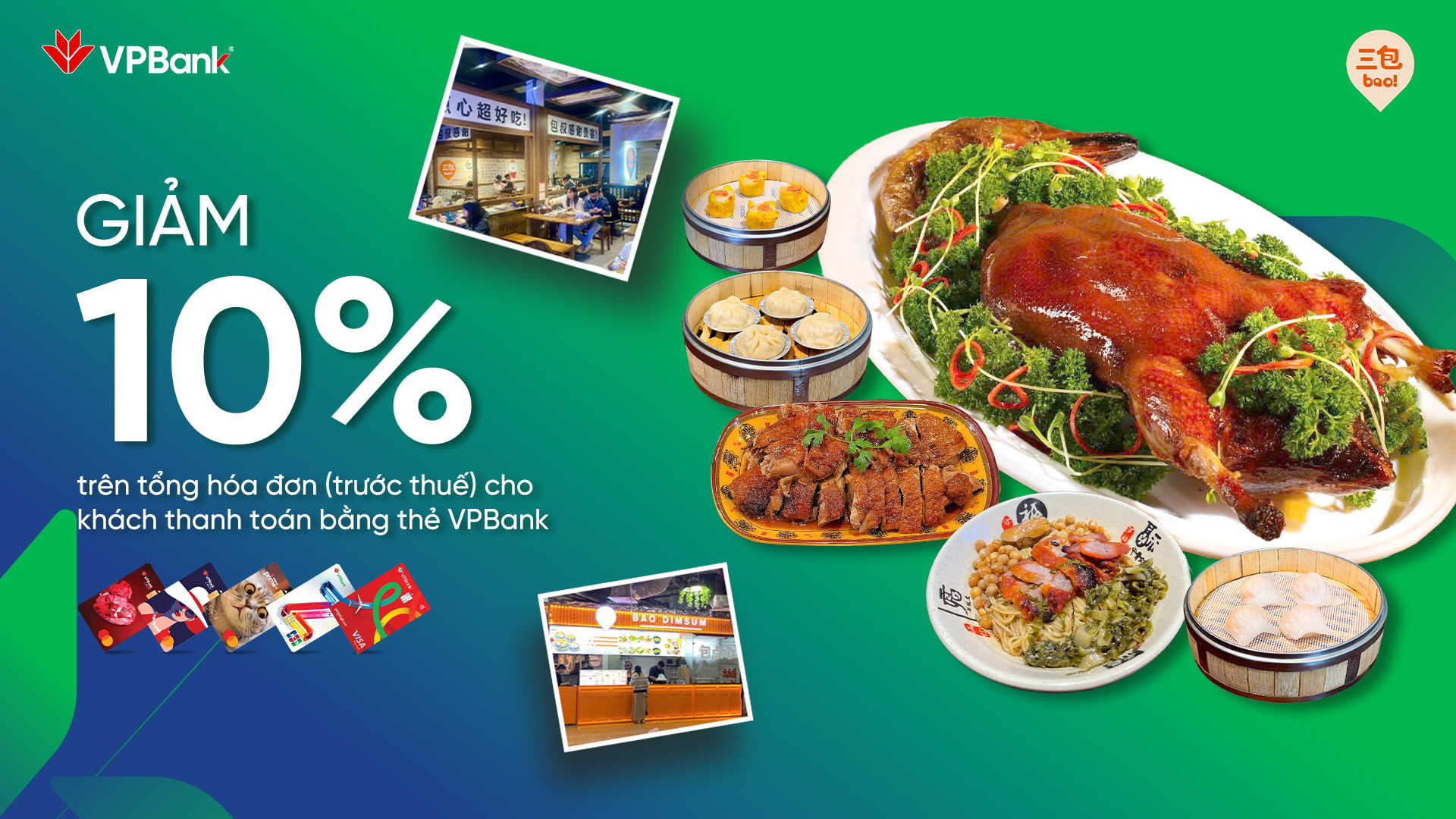 Ưu đãi đến 10% tại Bao Dimsum khi thanh toán bằng thẻ VPBank