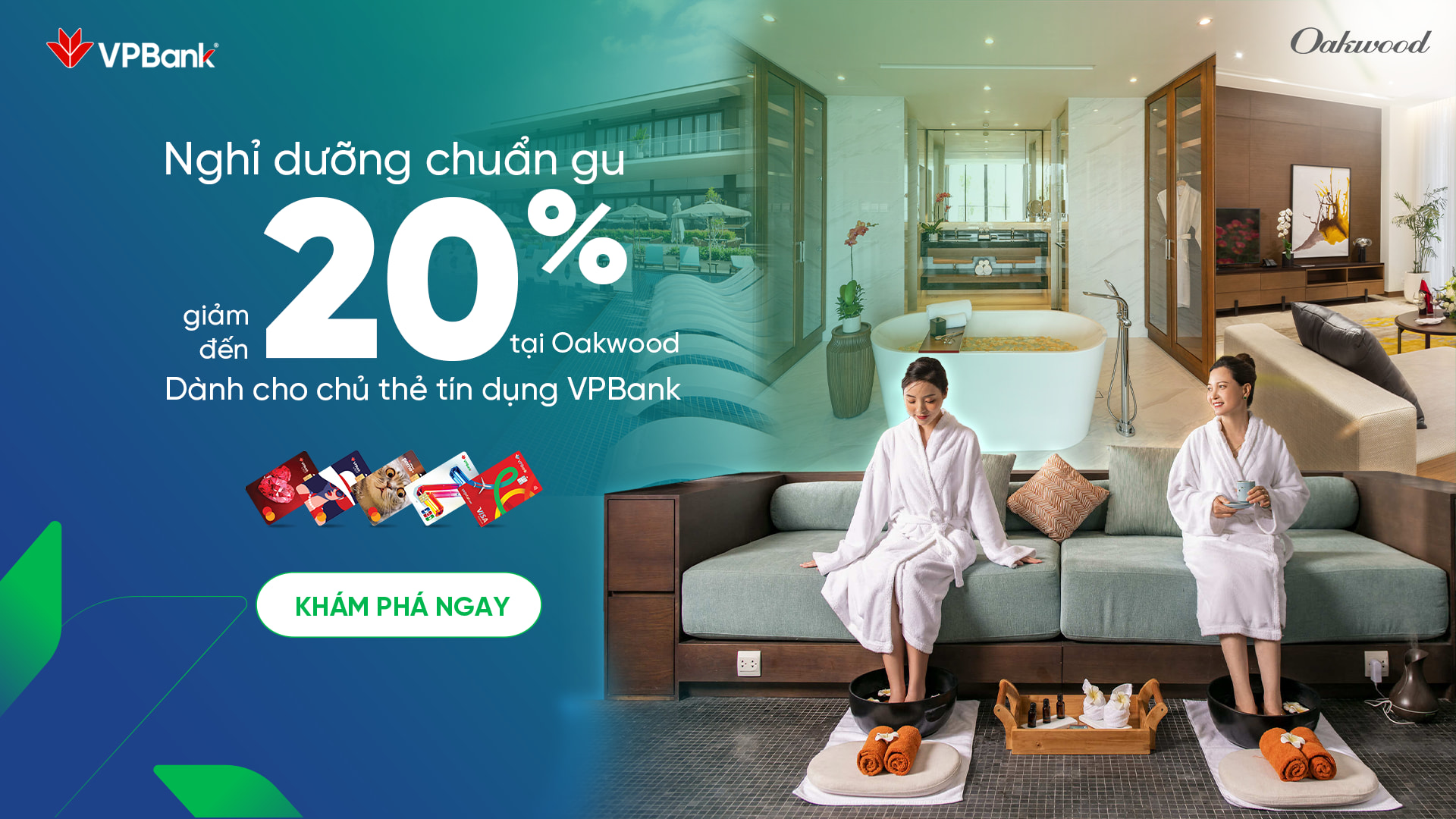 OAKWOOD: Giảm 20% dịch vụ lưu trú trên giá Best Flexible Rate cho chủ thẻ VPBank