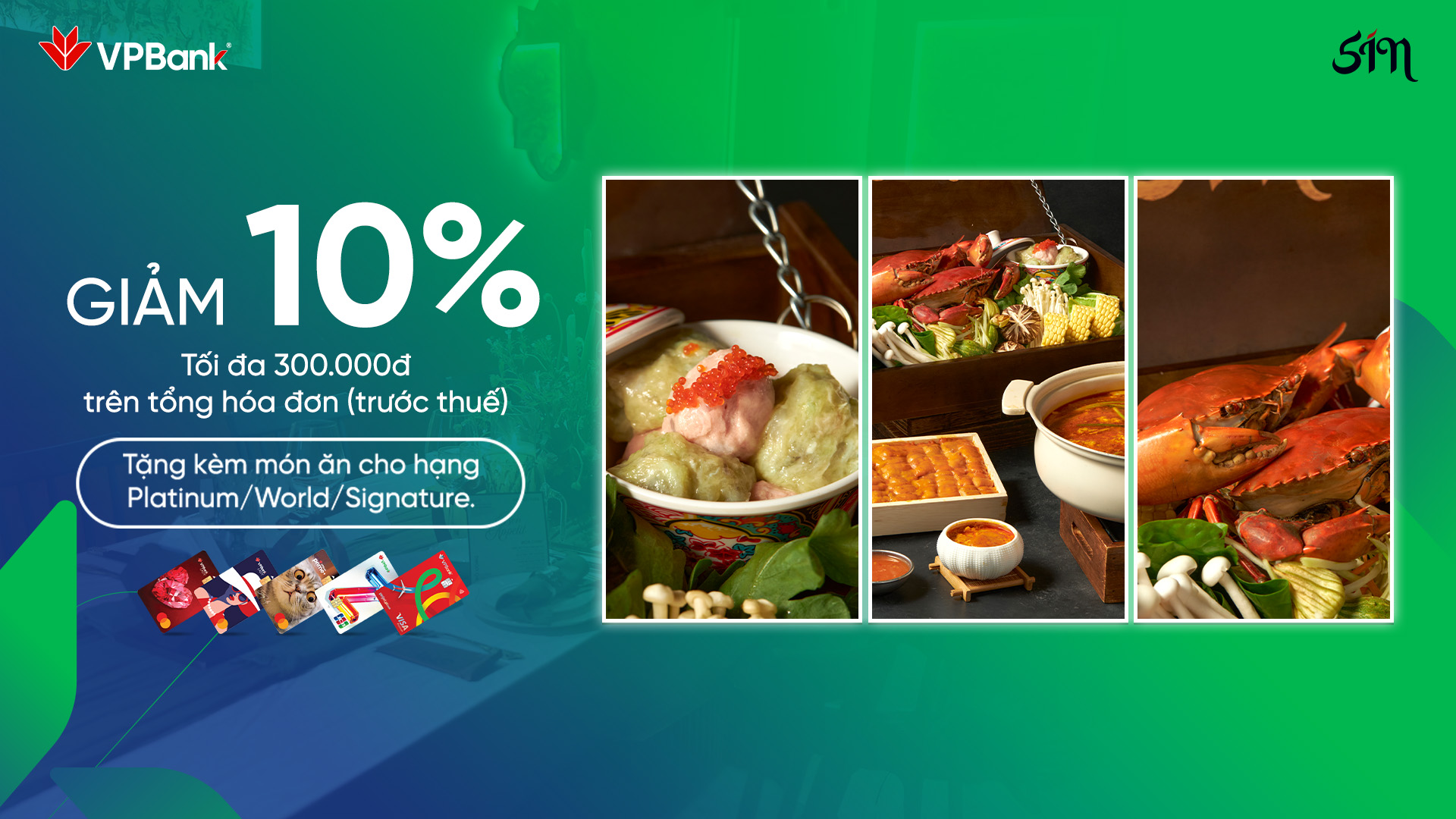 Ưu đãi đến 10% tại SIN Eatery và SIN Garden khi thanh toán bằng thẻ VPBank