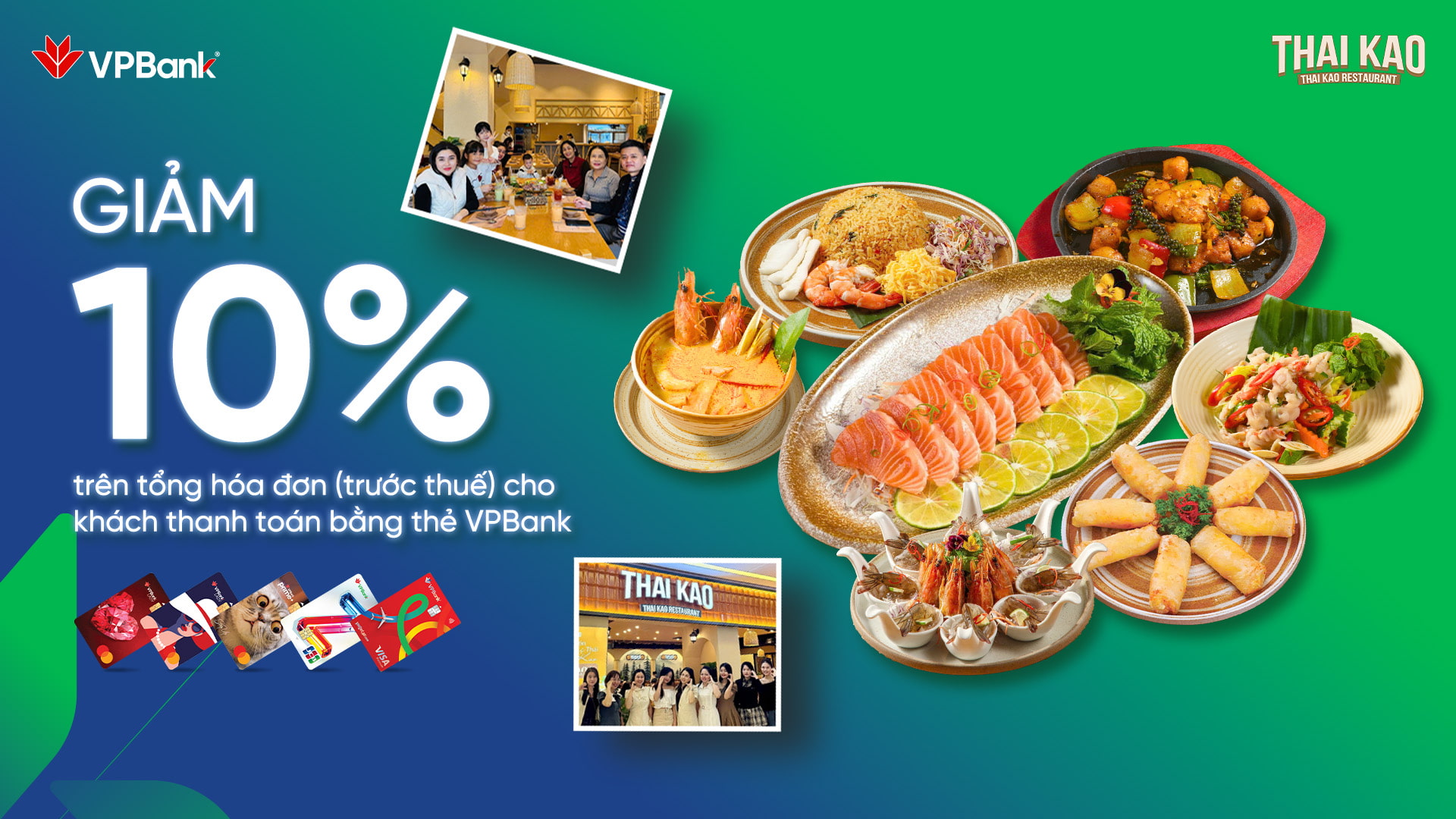 Ưu đãi đến 10% tại Thai Kao Restaurant khi thanh toán bằng thẻ VPBank