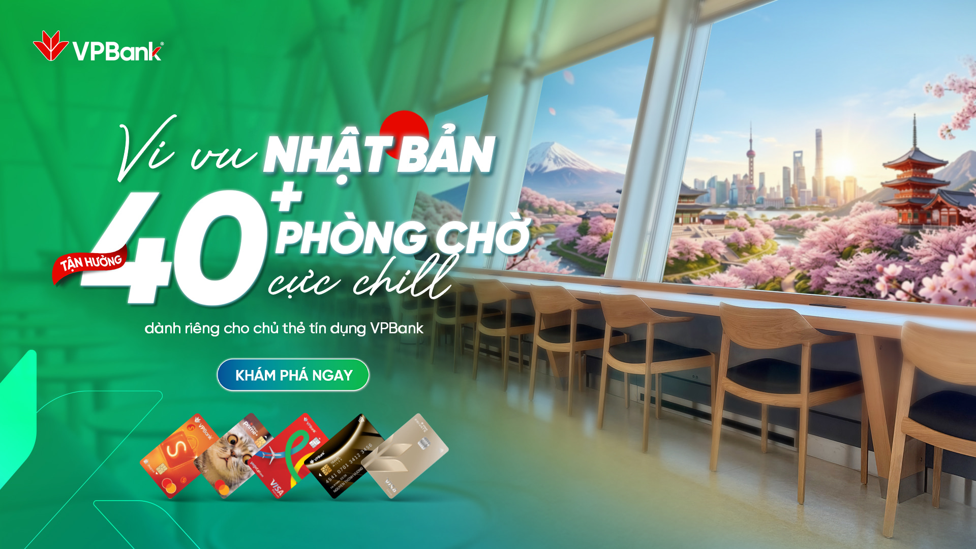 Ưu đãi chi tiêu thẻ tín dụng VPBank tại các phòng chờ sân bay Nhật Bản của SMCC