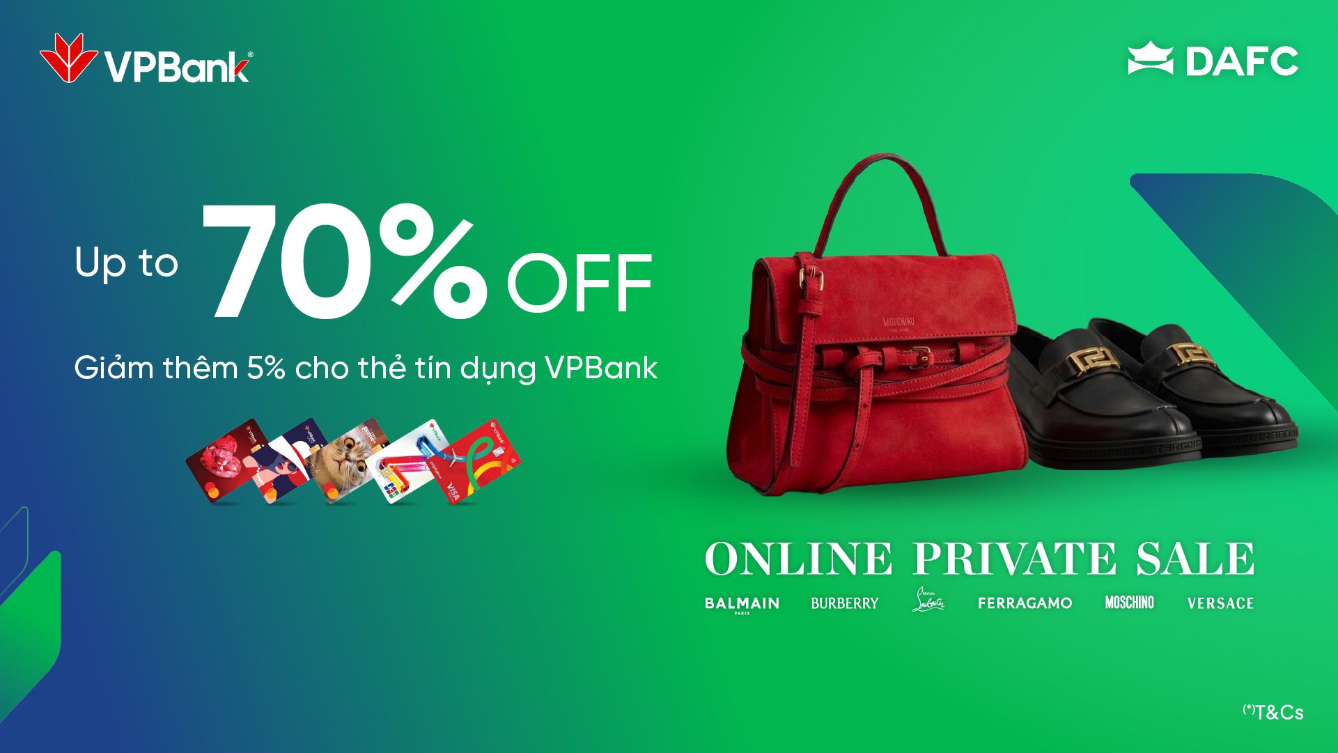 DAFC Private Sale: Giảm giá đến 70% & giảm thêm 5% dành riêng cho chủ thẻ tín dụng VPBank tại các thương hiệu cao cấp đến từ DAFC