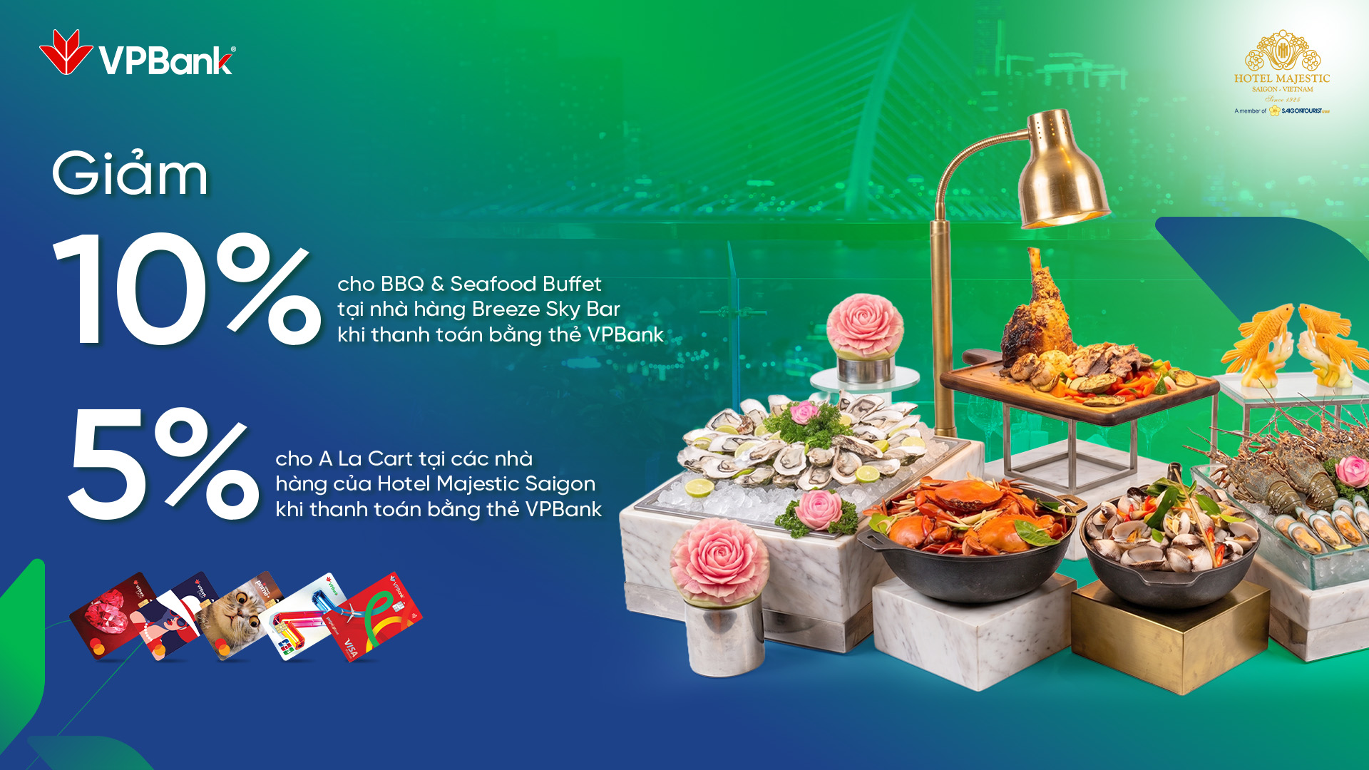 Trải nghiệm ăn uống đến 10% tại Hotel Majestic Saigon