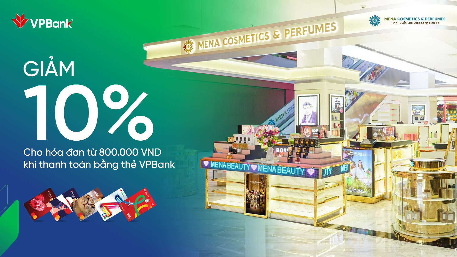 Thỏa sức mua sắm tại Mena Cosmetics & Perfumes cùng thẻ VPBank
