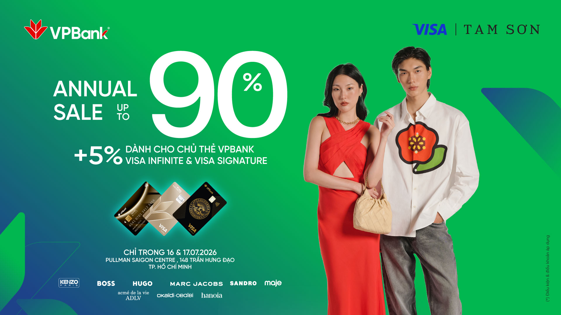 2 ngày vàng tại TAM SƠN ANNUAL SALE - HỒ CHÍ MINH: Giảm giá đến 90% & giảm thêm 5% dành riêng cho chủ thẻ tín dụng VPBank tại các thương hiệu cao cấp đến từ Tam Sơn
