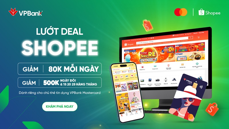 Ưu đãi chi tiêu thẻ VPBank Mastercard tại Shopee