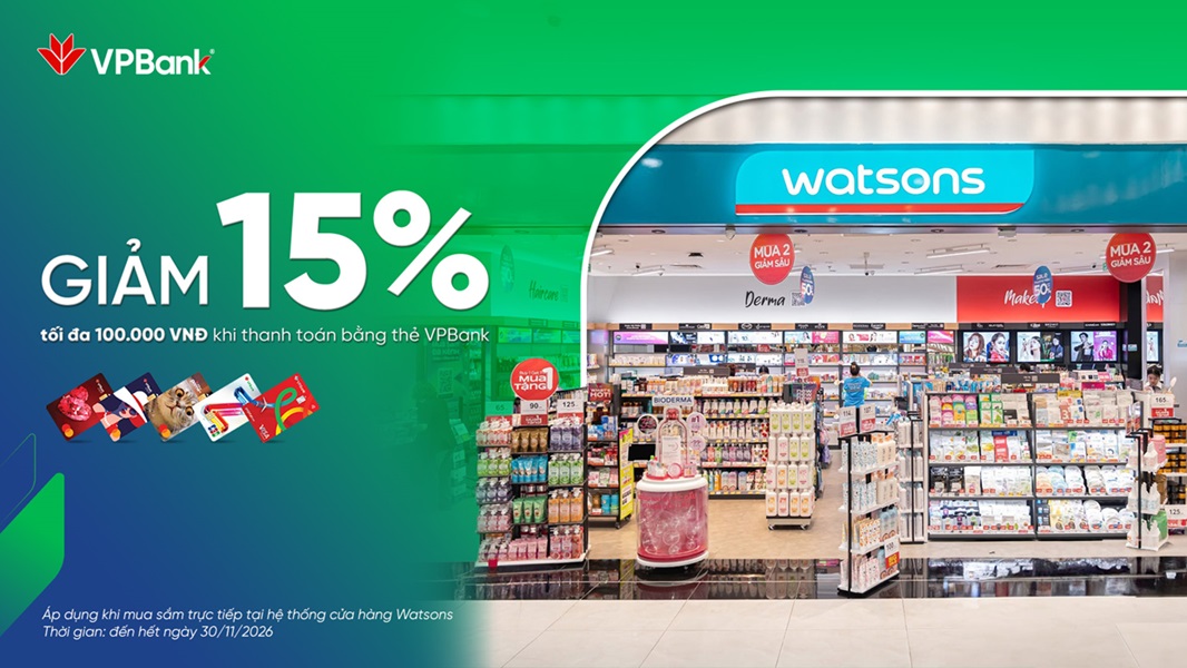 Ưu đãi chi tiêu thẻ VPBank tại Watsons