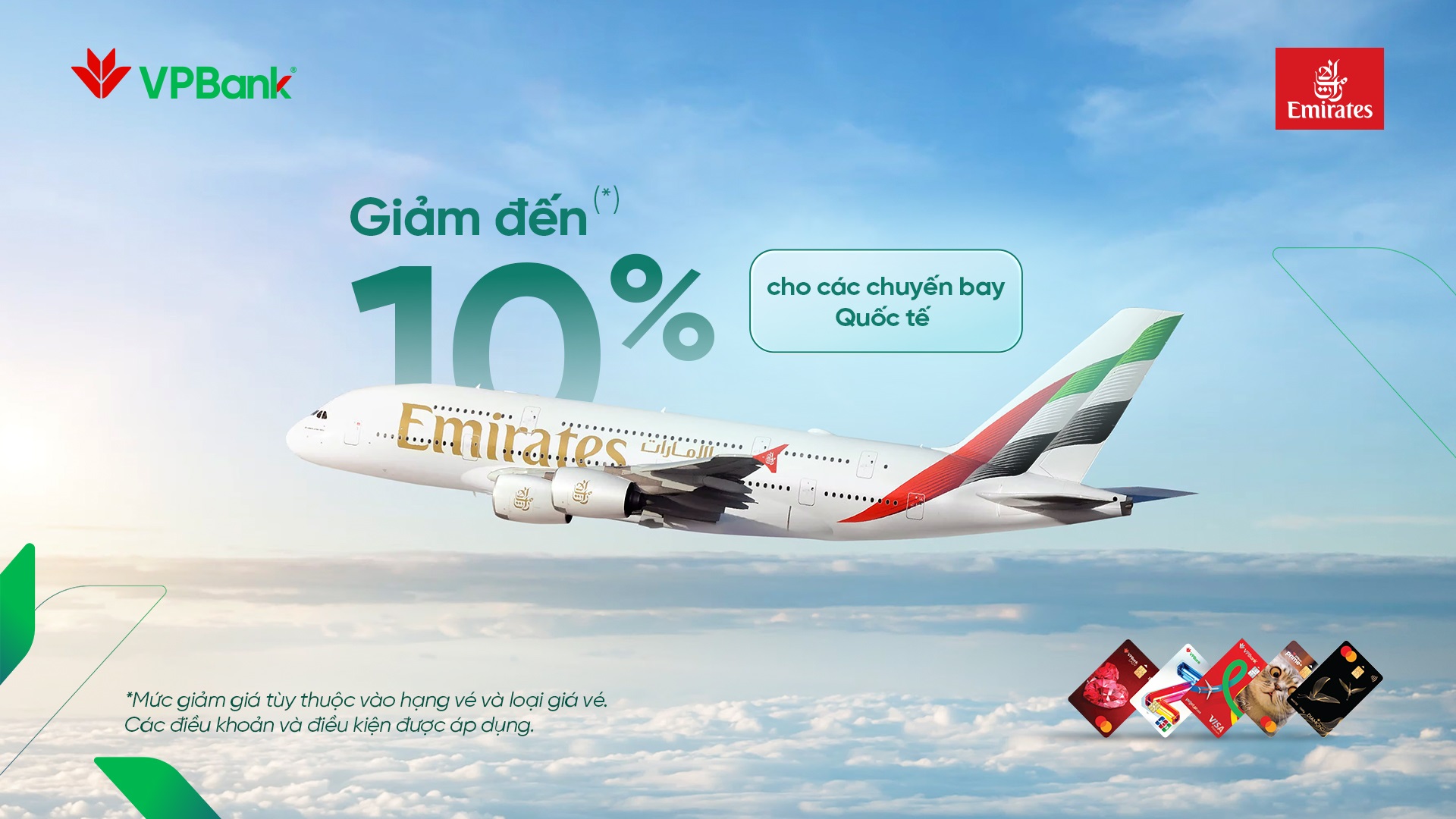 Giảm đến 10% các chuyến bay quốc tế tại Emirates cùng thẻ tín dụng VPBank