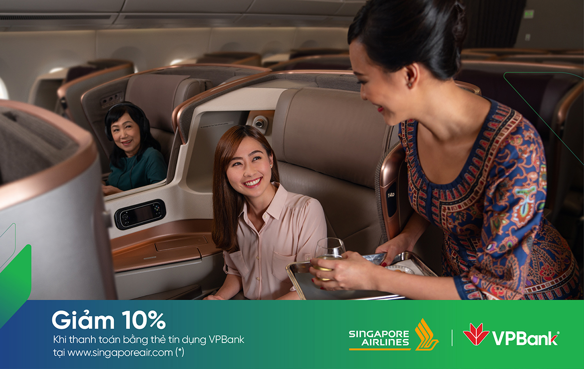 Singapore Airlines: Ưu đãi 10% cho chủ thẻ tín dụng VPBank