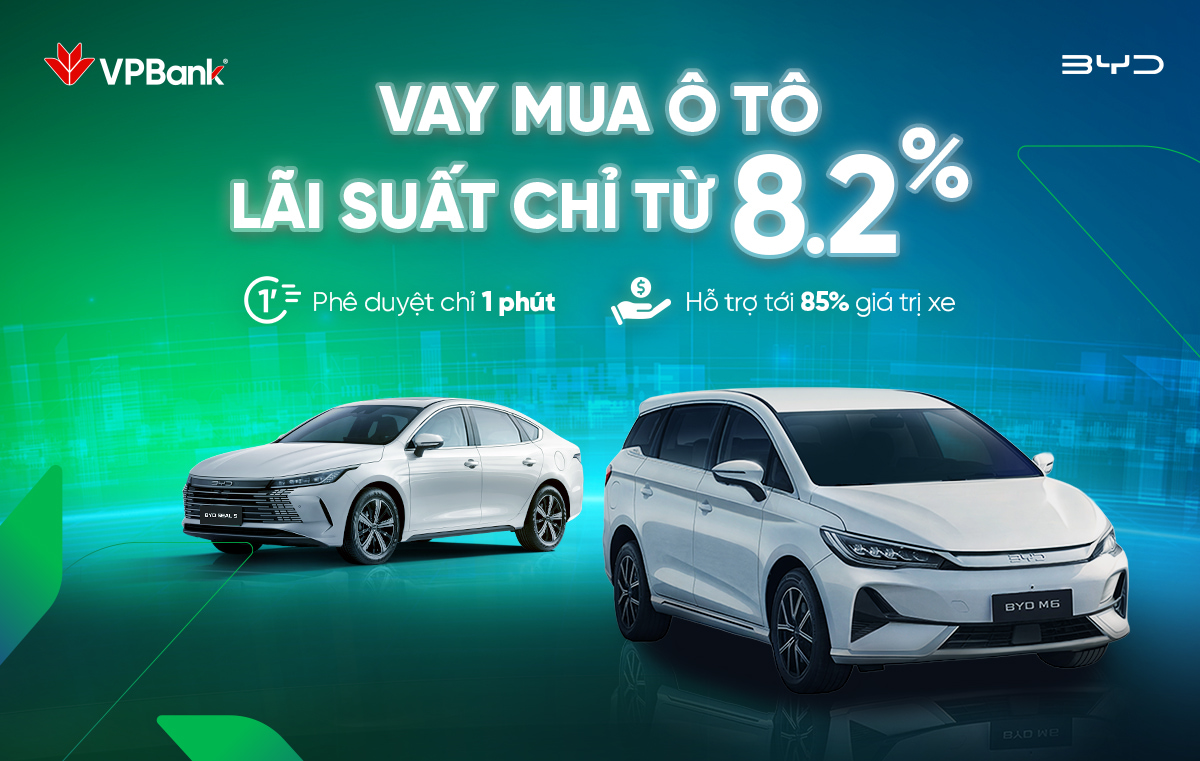 Vay mua xe BYD - Lãi suất chỉ từ 8.2%/năm