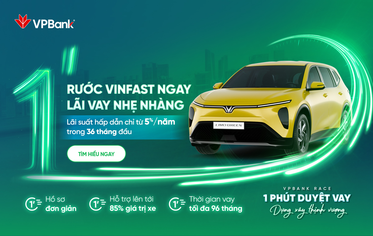 Vay mua ô tô điện VinFast – Lãi suất ưu đãi chỉ từ 5%/năm