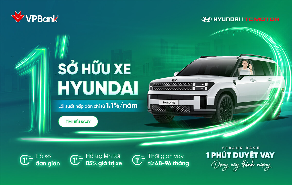 Sở hữu ô tô Hyundai – Lãi suất ưu đãi chỉ từ 1,1%/năm