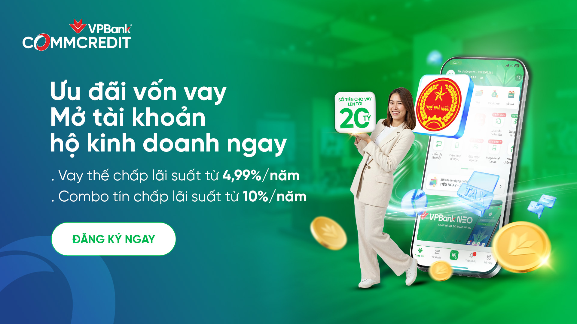 Lãi suất ưu đãi chỉ từ 4,99%/năm – Giải pháp vốn linh hoạt cho khách hàng cá nhân và hộ kinh doanh góp vốn doanh nghiệp