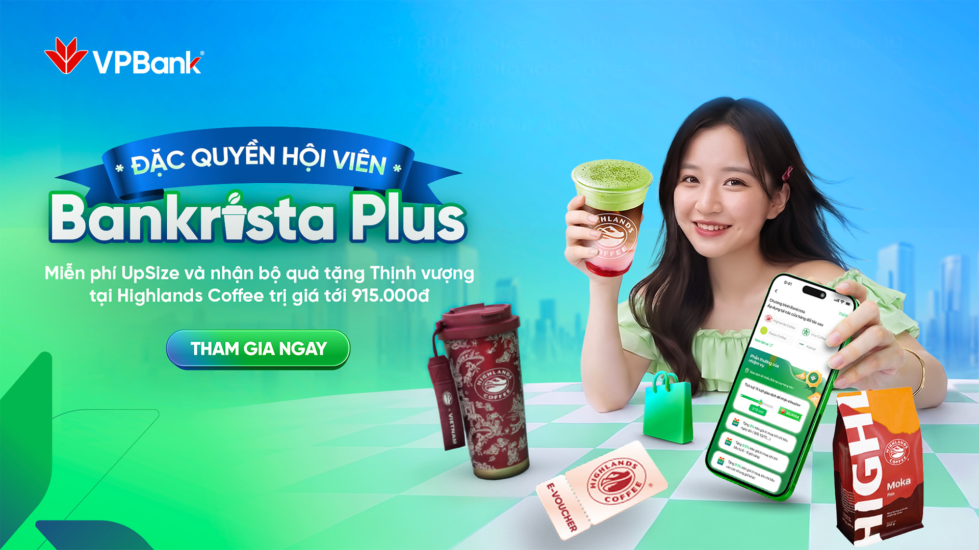 BANKRISTA X HIGHLANDS COFFEE: SĂN BỘ QUÀ TẶNG 914.000Đ VÀ ĐẶC QUYỀN NÂNG SIZE MIỄN PHÍ