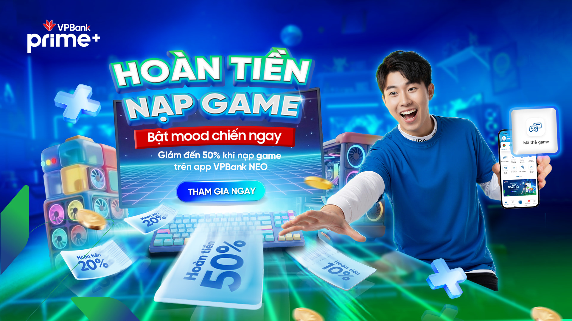Ưu đãi giảm đến 50% khi mua mã thẻ game trên ứng dụng VPBank NEO