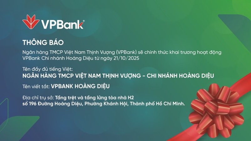 Bố cáo khai trương Chi nhánh Hoàng Diệu